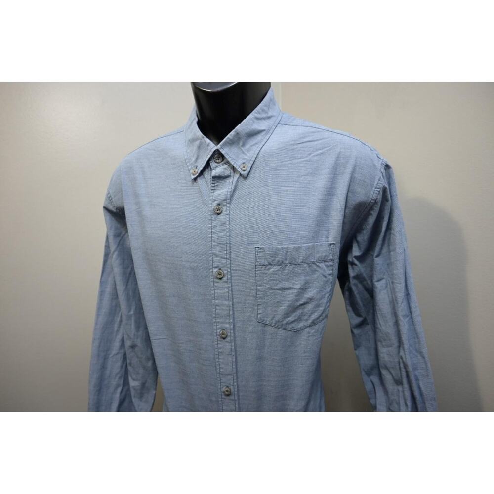 Eddie Bauer Button Dress Shirt Blue Classic Fit Front Pocket Mens Size Large